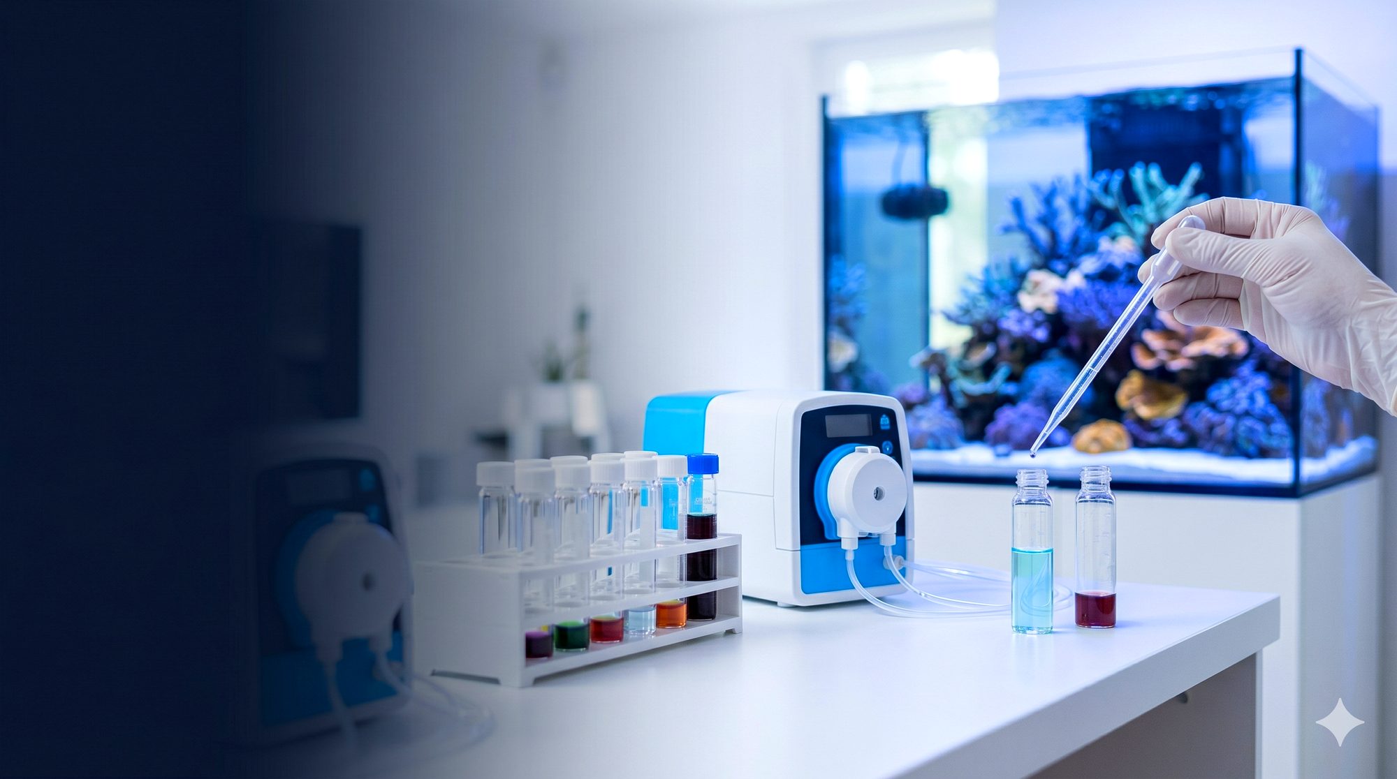 Water testing and dosing for a reef aquarium