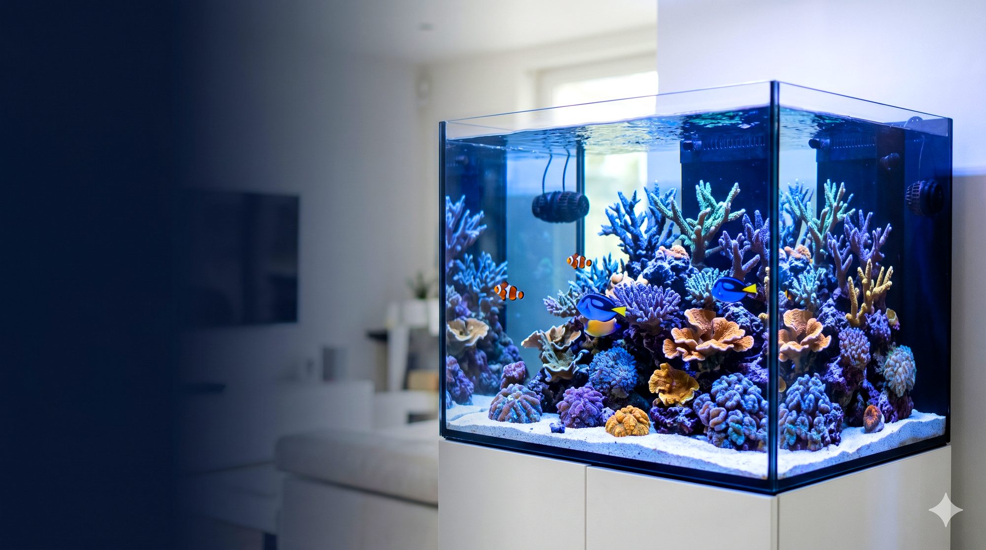 A vibrant, healthy reef aquarium